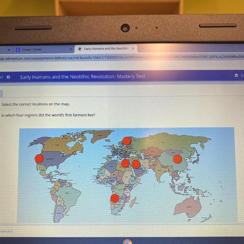 Select the correct locations on the map In witch four regions did the worlds first-example-1