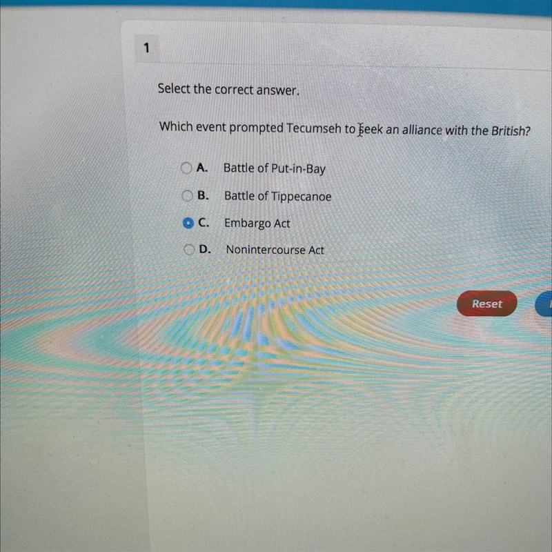 Select the correct answer. Which event prompted Tecumseh to seek an alliance with-example-1