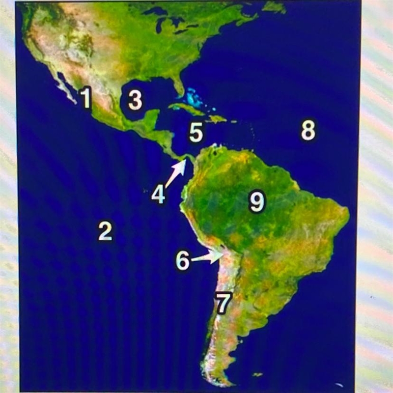 Which number on the map represents the Amazon River? A) 4 B) 6 C) 7 D) 9-example-1