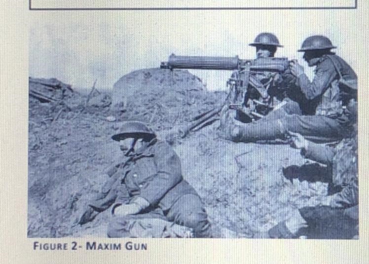 examine figure 2. the maxim gun was one of the first machine guns invented, and WWI-example-1