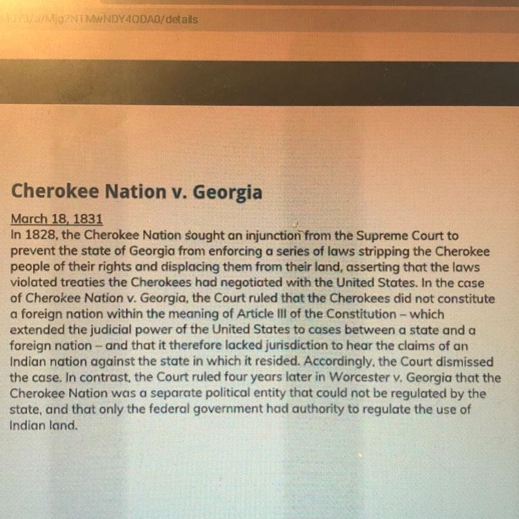 SOME ONE HELP ME PLZ ASAPPP What is the Cherokee Nation is requesting, what is the-example-1