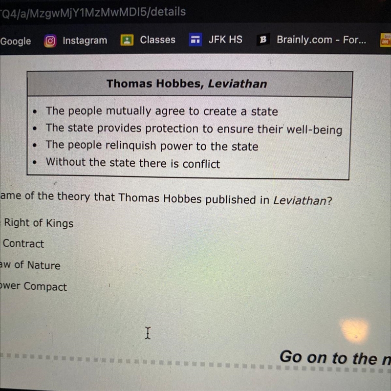 What is the name of the theory that Thomas Hobbes published in Leviathan? A. Divine-example-1