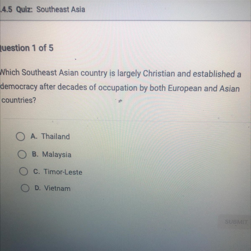 Which Southeast Asian country is largely Christian and established a democracy after-example-1