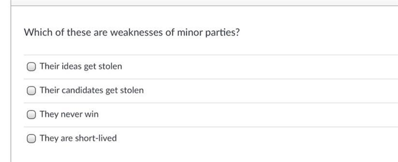 Which of these are weaknesses of minor parties?-example-1