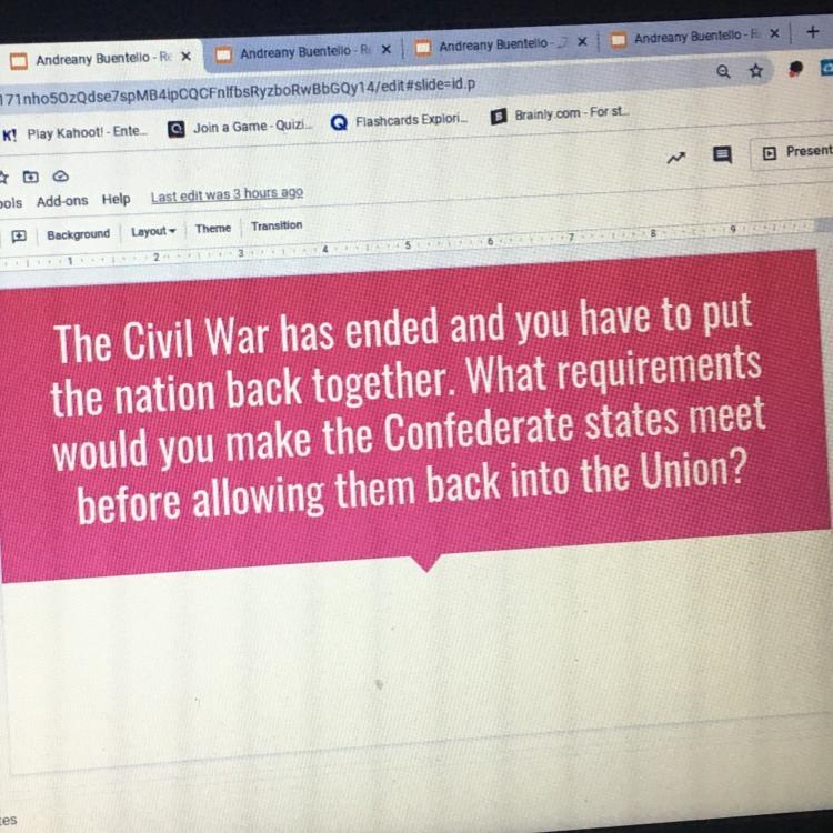 !! HELP ME !! The Civil War has ended and you have to put the nation back together-example-1