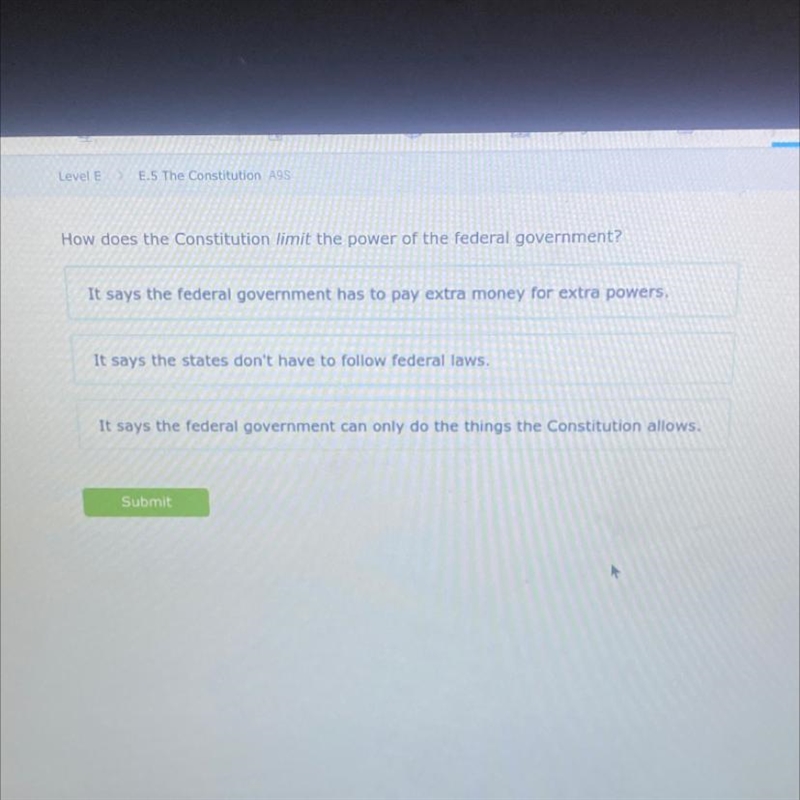 How does the Constitution limit the power of the federal government? It says the federal-example-1