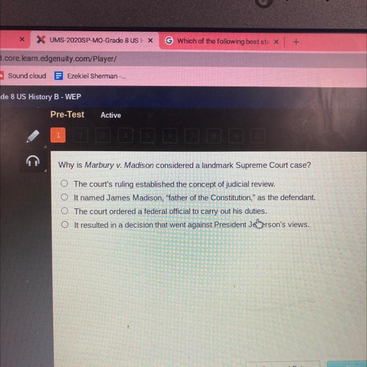 Why is marbury v. Madison considered a landmark Supreme Court case-example-1