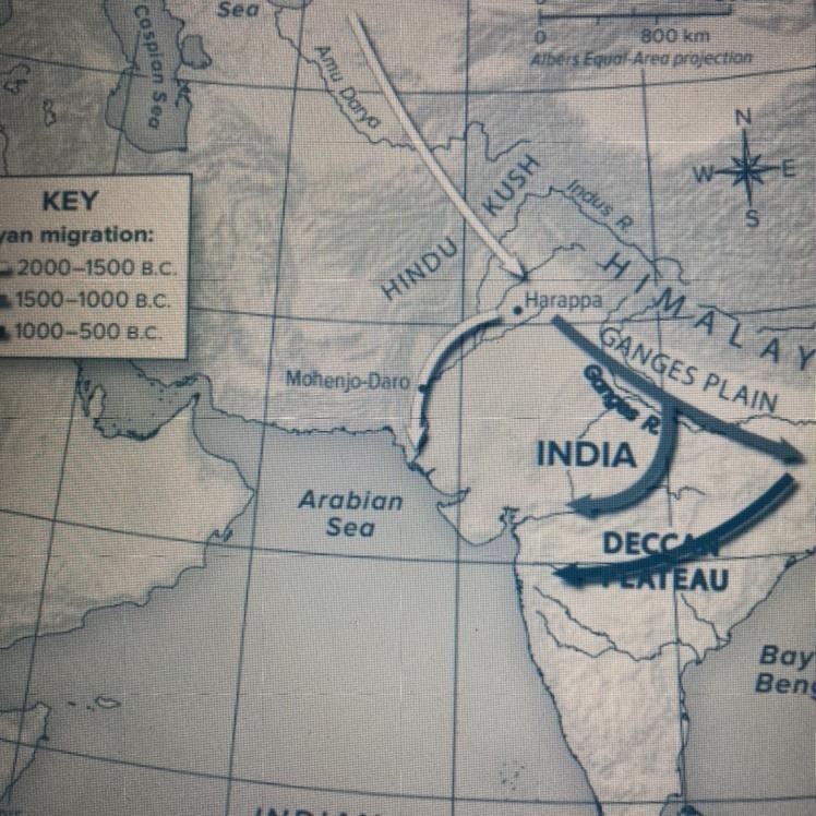 8. Review the map of the Aryan migration below. Which of the following explains the-example-1