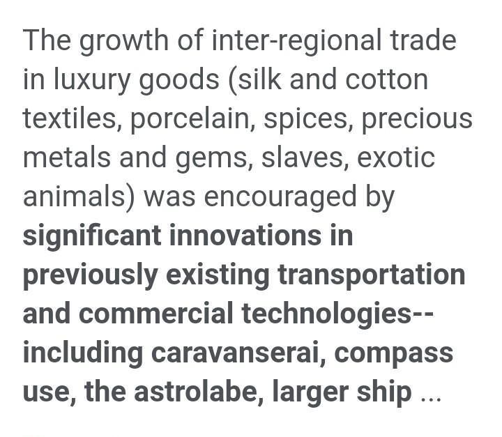 What factors allowed trade to grow during the Post Classical World?-example-1