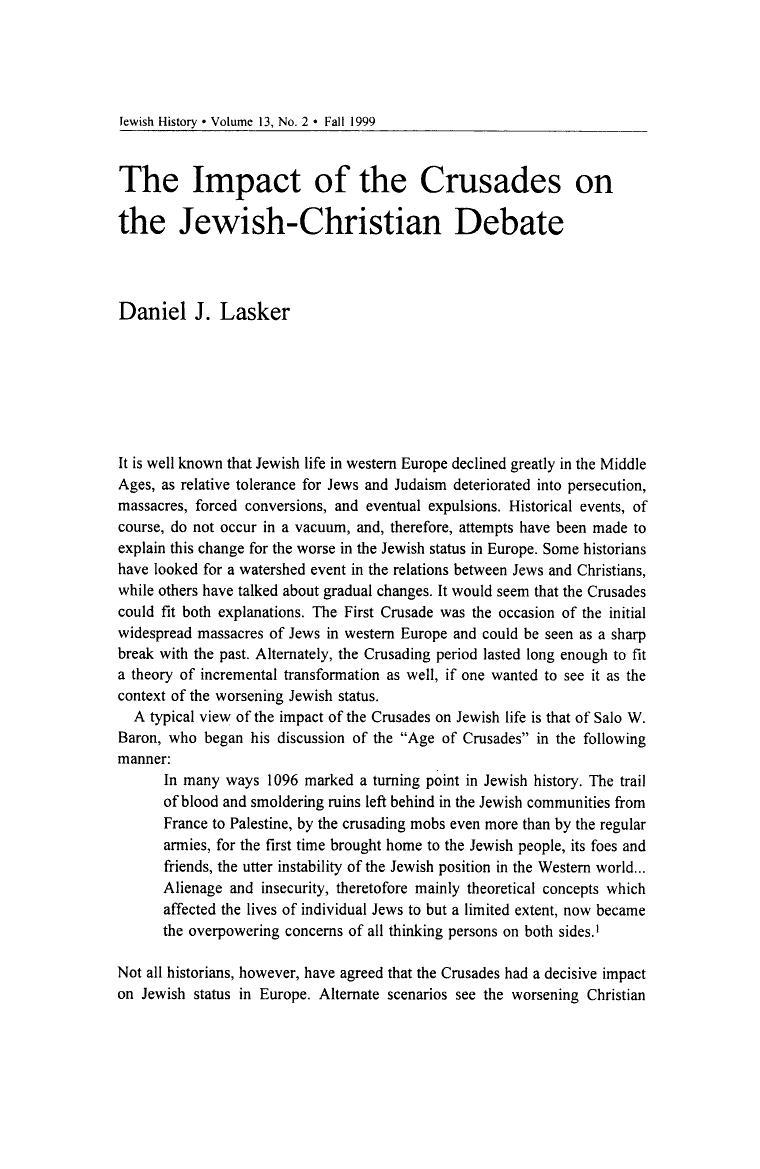 What was one consequence of the Crusades for Jewish populations in Europe?-example-1