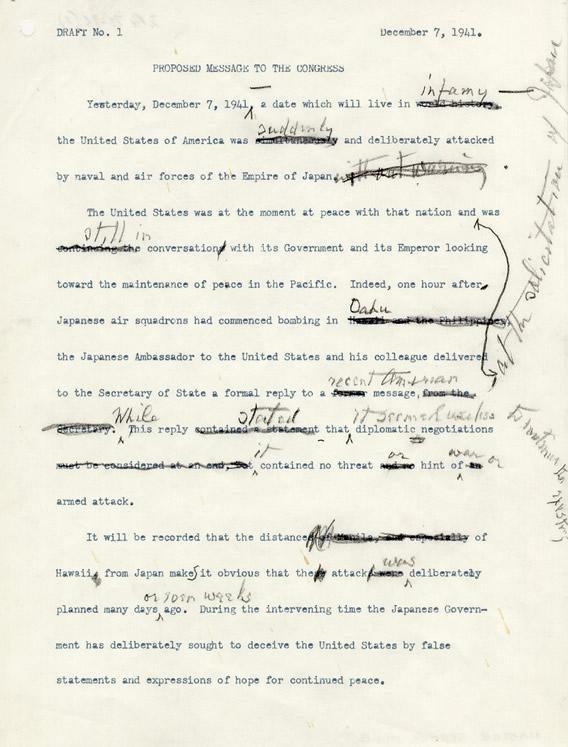 1. On December 7, 1941, President Roosevelt asked Congress for a declaration of war-example-1