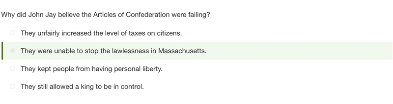 What was a strength of the Articles of Confederation? They made it easy to pass legislation-example-2