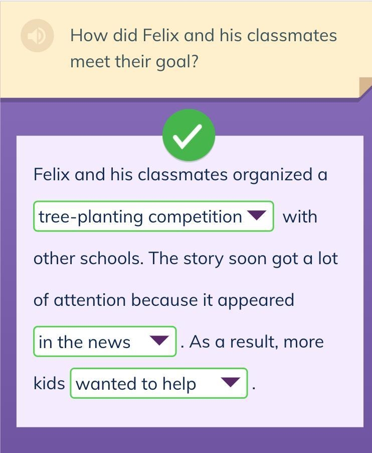 How did felix and his classmates meet their goal-example-1