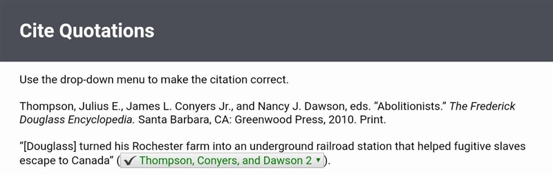 Use the drop-down menu to make the citation correct. Thompson, Julius E., James L-example-1