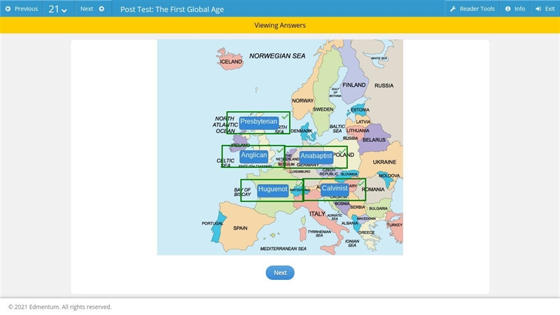 Identify the European countries where each of these religions originated. choices-example-1