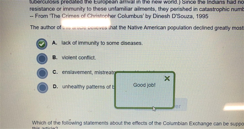 The author of this article believes that the Native American population declined greatly-example-1