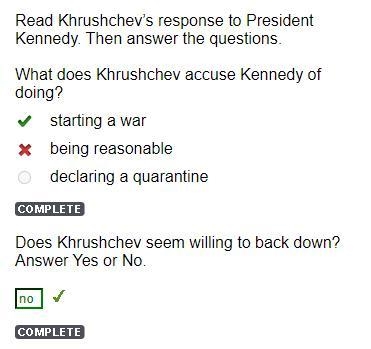 What does khrushchev accuse kennedy of using to get what he wants?-example-1