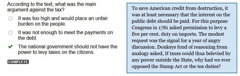 According to the text, what was the main argument against the tax? O It was too high-example-1