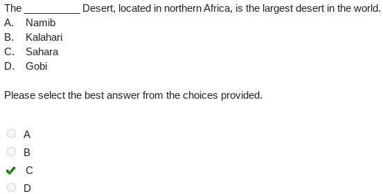 The____ desert, located in northern Africa, is the largest desert in the world​-example-1