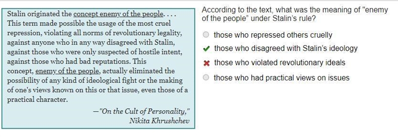 According to the text, what was the meaning of "enemy of the people” under Stalin-example-1