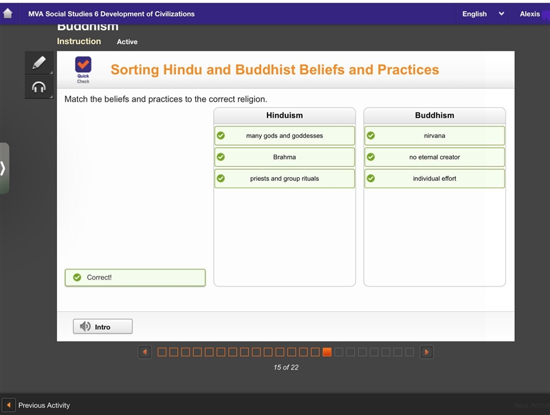 Match the beliefs and practices to the correct religion. priests and group rituals-example-1