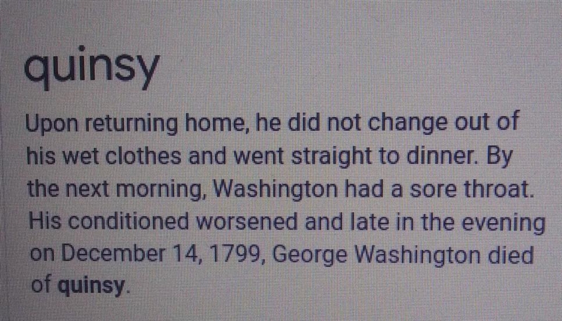 Gorge Washington died of _____ a. the flu b. horse back riding accident c. war injuries-example-1