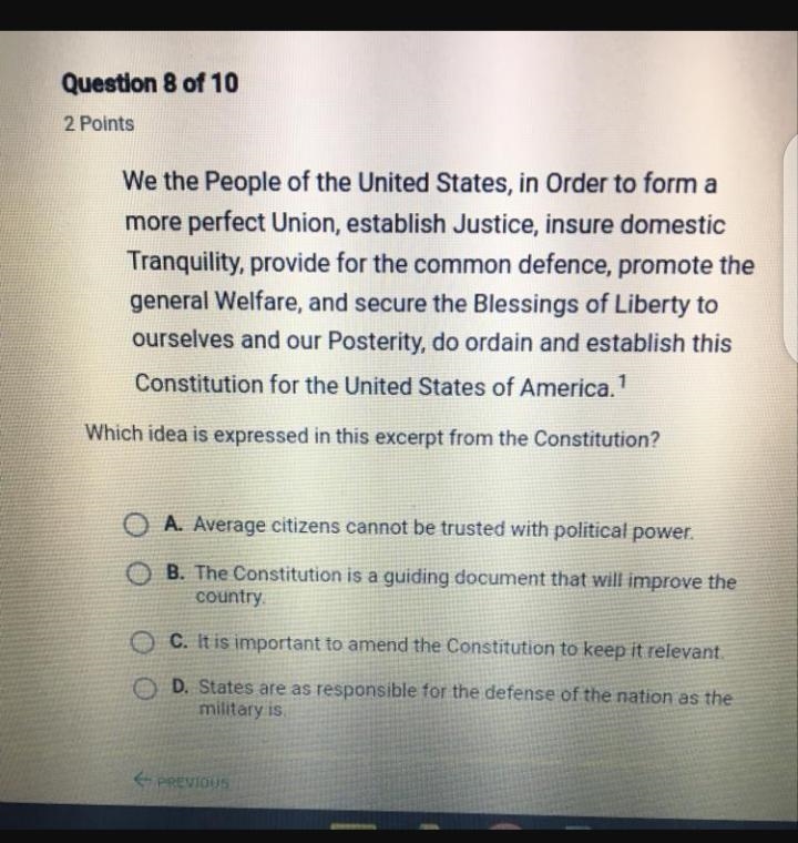 We the people of the United States in order to form a more perfect union established-example-1