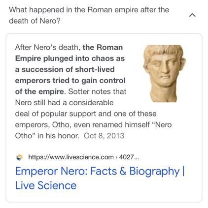 13. T/F: The Romans attempted to remove all mention of Nero after his death? a) True-example-1