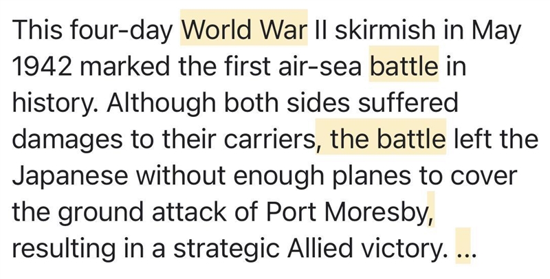 How did the battle of the coral sea effect the rest of world war 2 ?-example-1