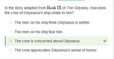 In the story adapted from Book IX of The Odyssey, how does the crew of Odysseus's-example-1