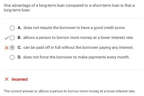 One advantage of a long-term loan compared to a short-term loan is that a long-term-example-1