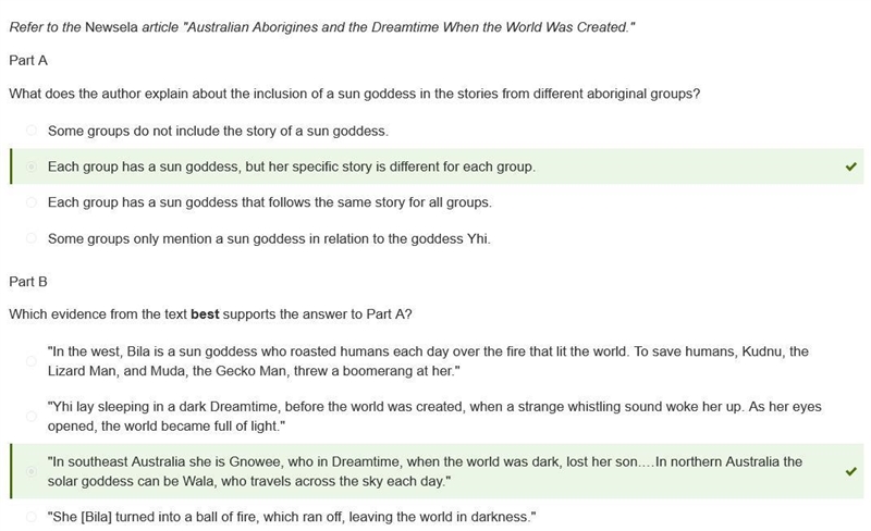 Refer to the Newsela article "Australian Aborigines and the Dreamtime When the-example-1