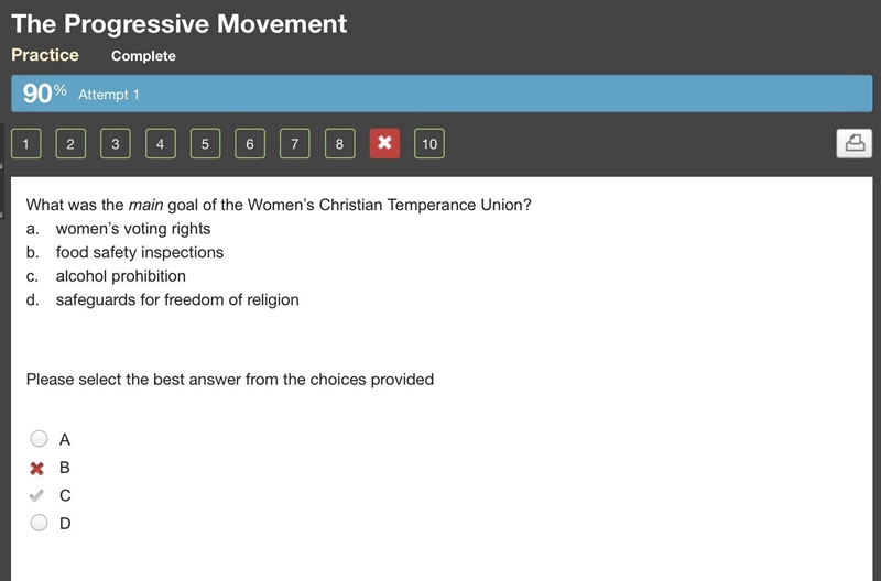 Which of the following was true of the Women's Christian Temperance Union? Select-example-1