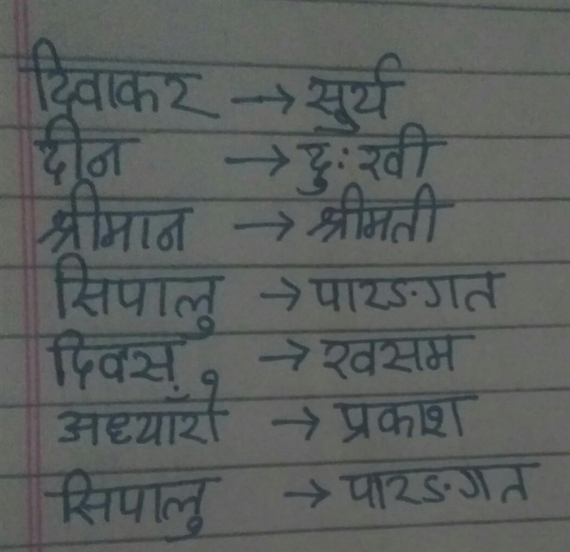 ३ समुह के १. समुह क मा दिइएका शब्दहरुको अर्थ समुह ख वाट पहिचान गरी लेख्नुहोस समुह ख दिवाकर दीन श्रीमान श्रीमती नरेश सिपालु दिवस सुर्य अध्याँरो खसम दुःखी पारङगत- प्रकाश​-example-1