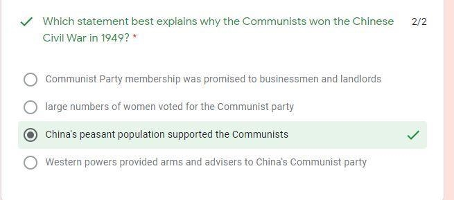 14. Which statement best explains why the Communists won the Chinese civil war in-example-1