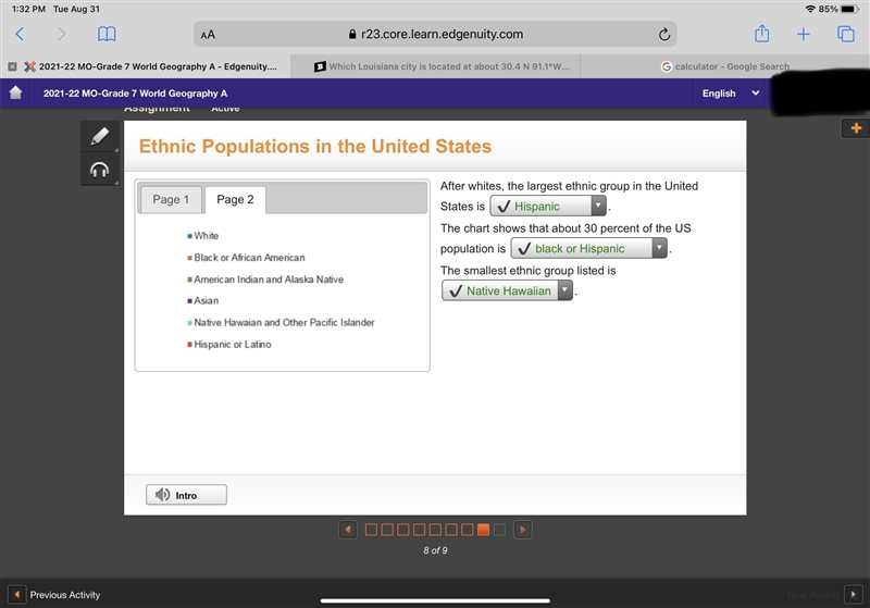 After whites, the largest ethnic group in the United States is . The chart shows that-example-1