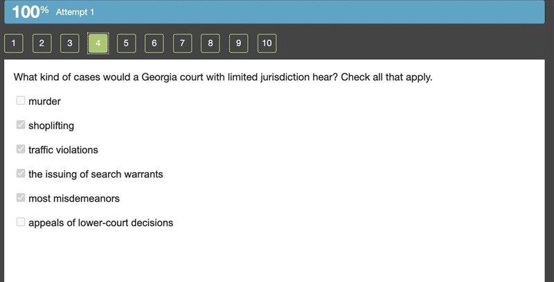 What kind of cases would a Georgia court with limited jurisdiction hear? Check all-example-1