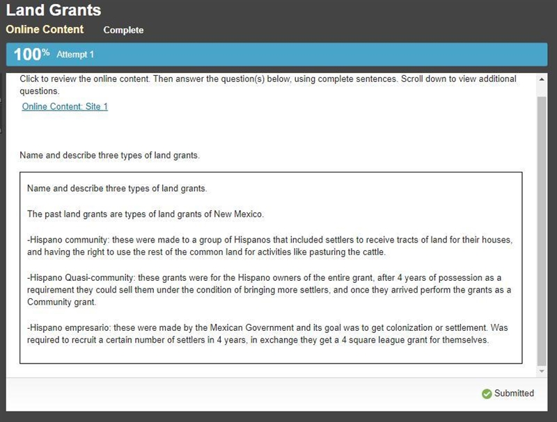 Name and describe three types of land grants.-example-1