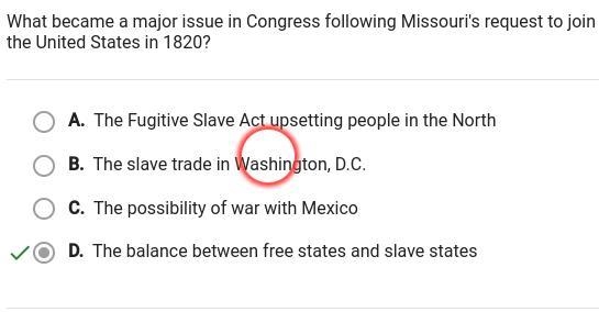 what became a major issue in congress following Missouri's request to join the united-example-1