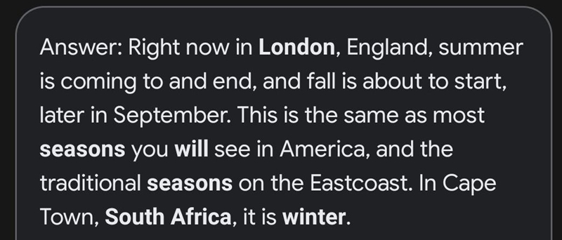 If it’s winter in london what season is it in south africa-example-1