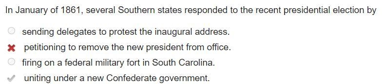 In January of 1861, several Southern states responded to the recent presidential election-example-1