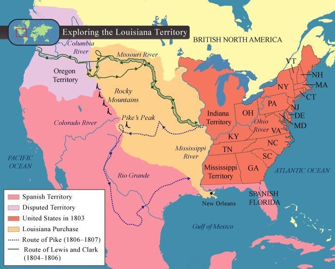 On the map, draw the route that Lewis and Clark took on their journey and the route-example-1