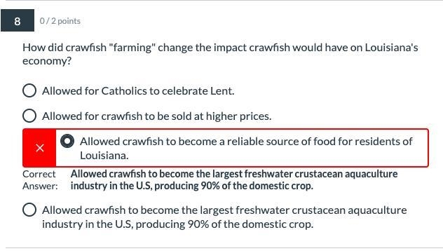 ASAP How did crawfish "farming" change the impact crawfish would have on-example-1