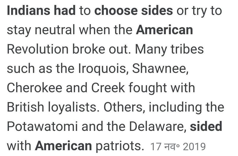 Why did the Native Americans take sides? With whom did they side?-example-1