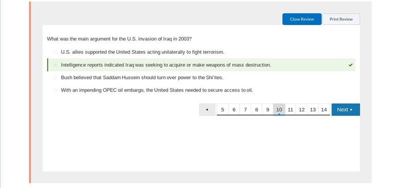 Which was an argument for the U.S. invasion of Iraq in 2003? Intelligence reports-example-1