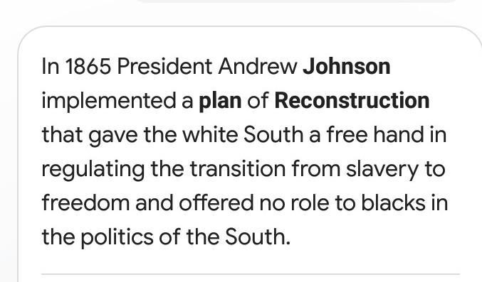 President Abraham Lincoln's plan for Reconstruction included — A allowing Southern-example-1