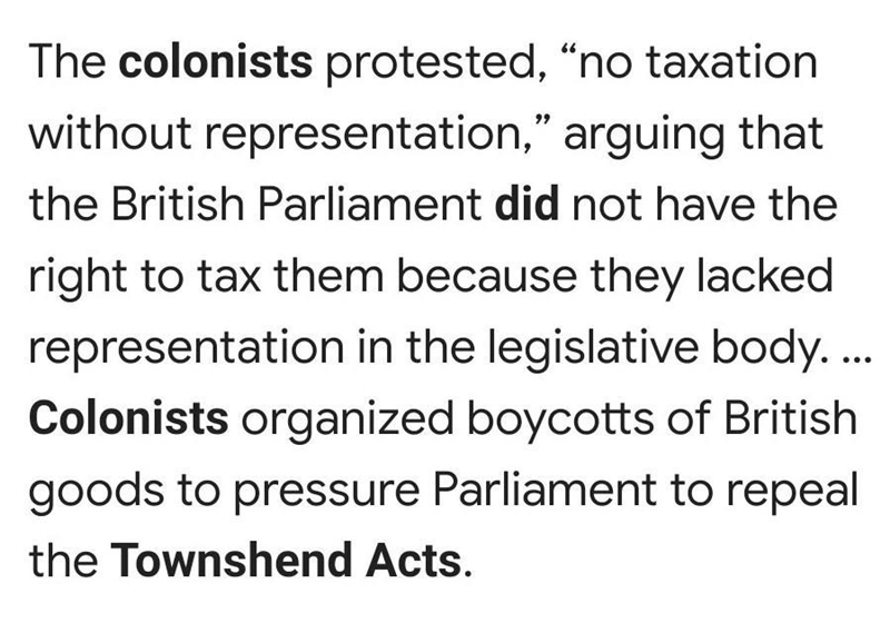 Why did colonists oppose the Townshend Acts?-example-1