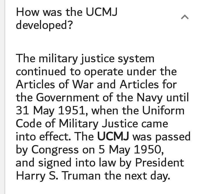 When and how was the UCMJ developed?-example-1