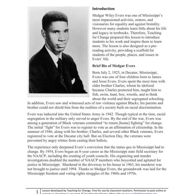 What should we learn from Medgar Evers-example-1