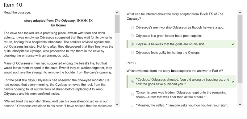 What can be inferred about the story adapted from Book IX of The Odyssey? A.Odysseus-example-1